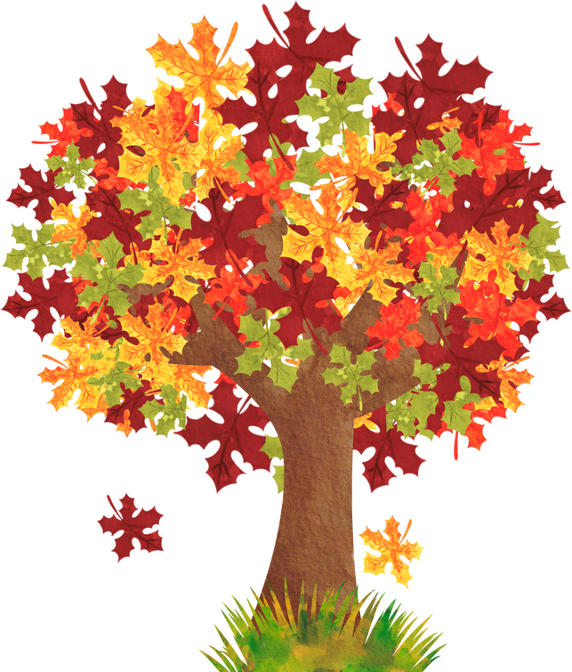 watercolor of maple tree in autumn season